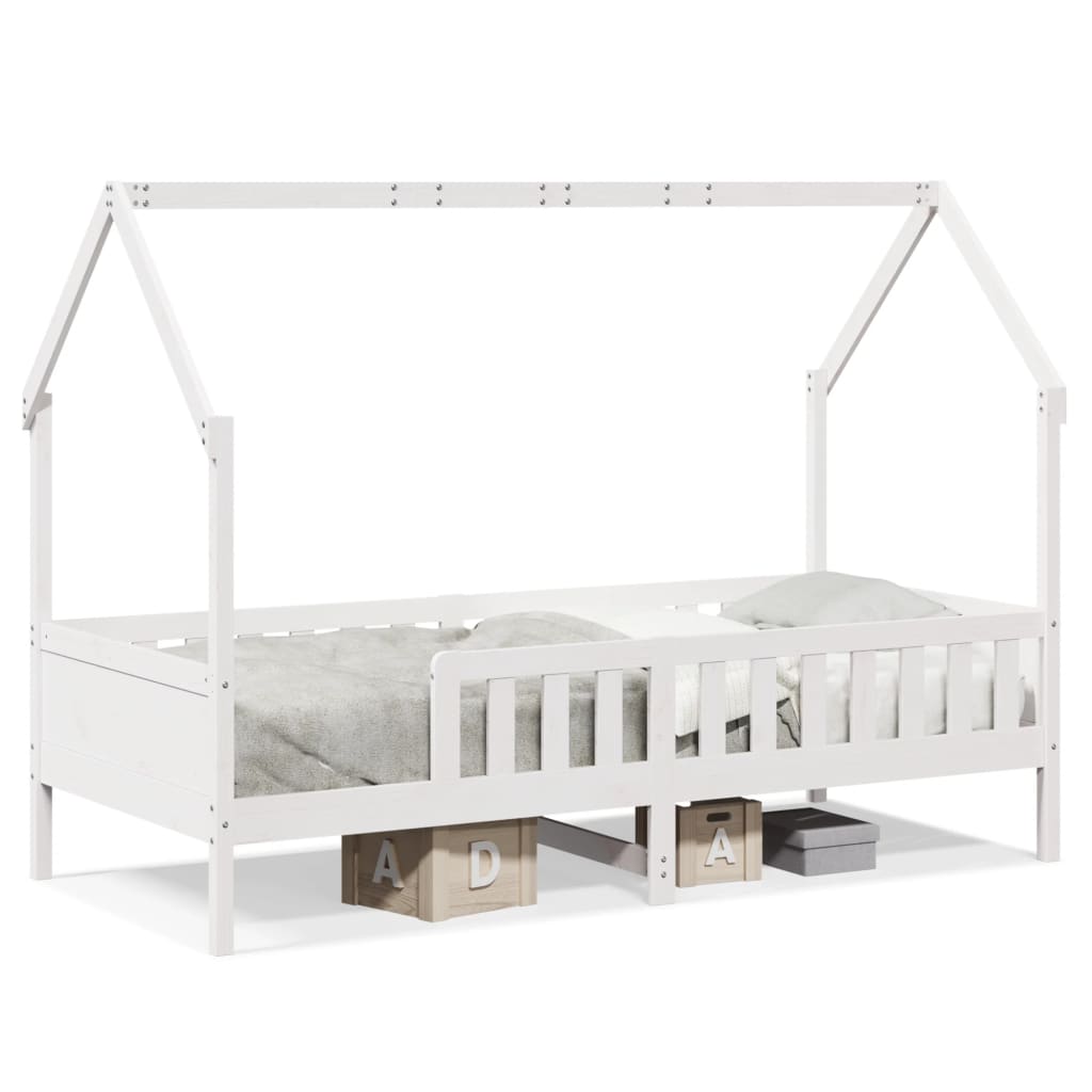 Kids' House Bed Frame Without Mattress White 90X190 Cm Single Pine
