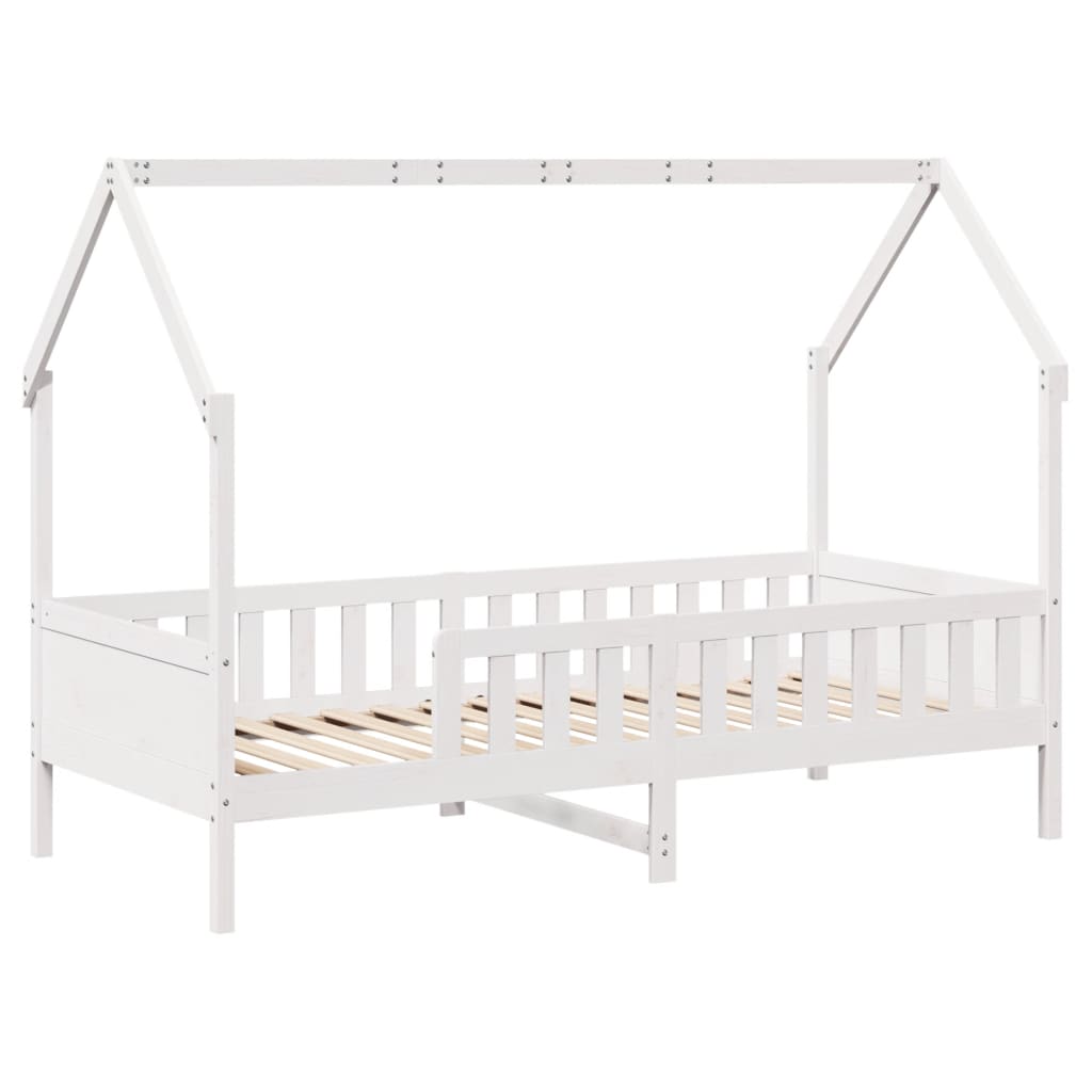 Kids' House Bed Frame Without Mattress White 90X190 Cm Single Pine