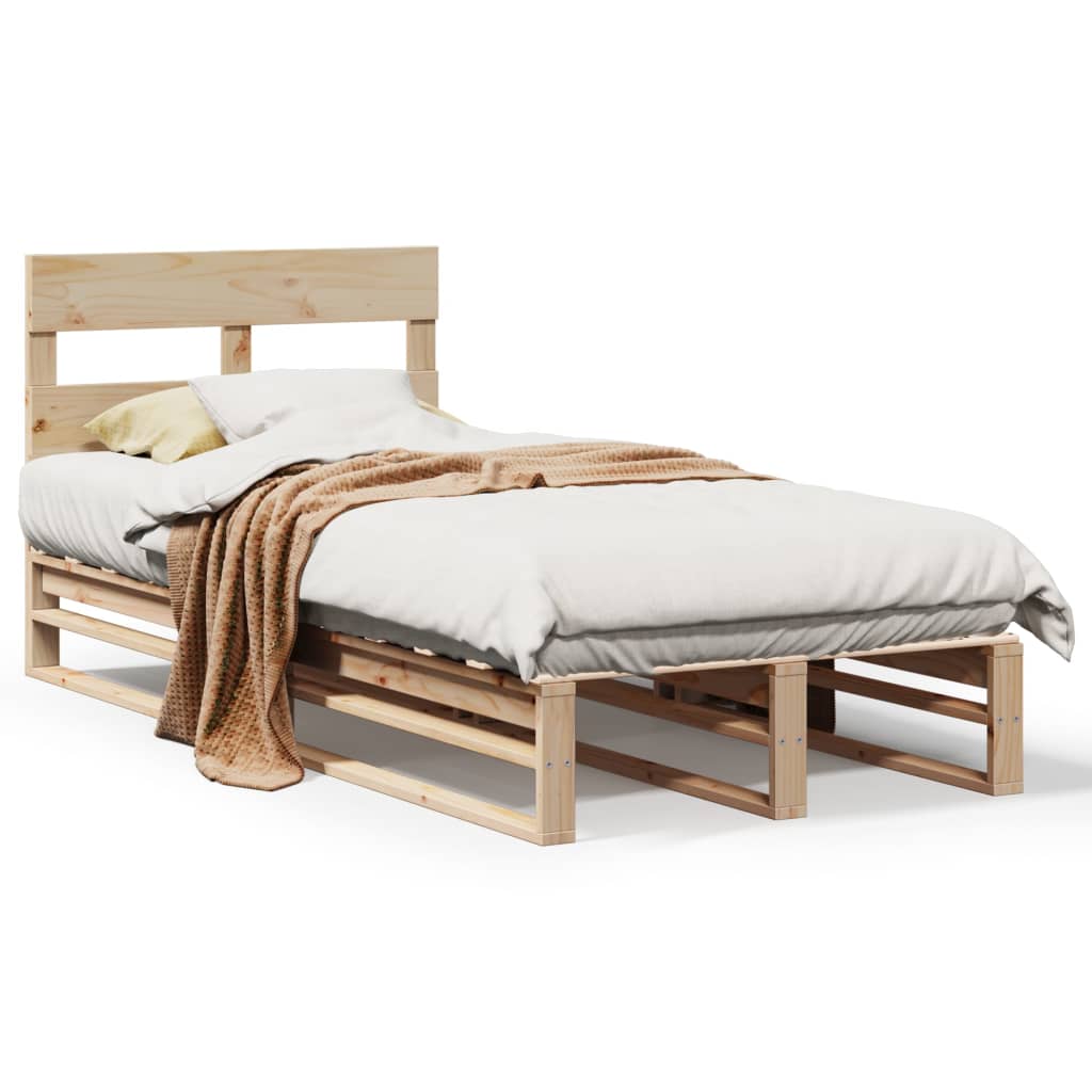 Bed Frame Without Mattress 90X190 Cm Single Solid Wood Pine