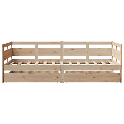 Daybed With Drawers Without Mattress 90X190 Cm Single Solid Wood