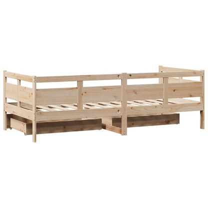 Daybed With Drawers Without Mattress 90X190 Cm Single Solid Wood
