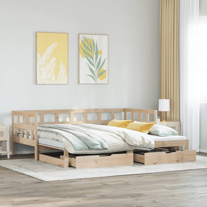 Daybed With Trundle And Drawers Without Mattress 90X190 Cm Single