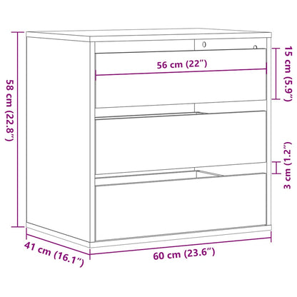 Corner Chest Of Drawers White 60X41X58 Cm Engineered Wood