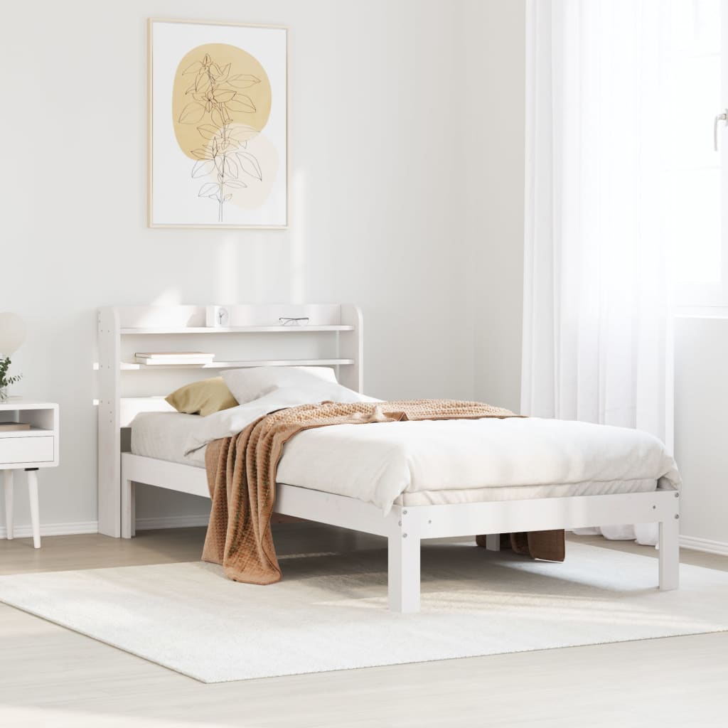 Bed Frame With Headboard Without Mattress White 90X190 Cm Single