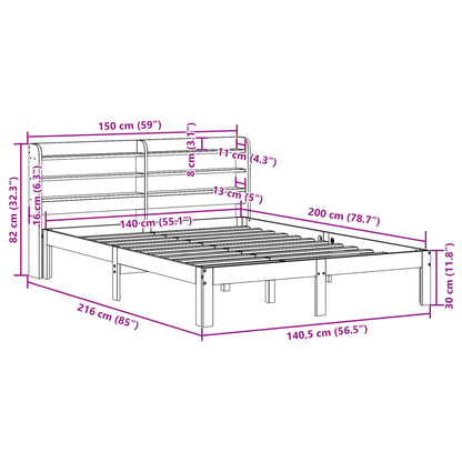 Bed Frame With Headboard Without Mattress White 140X200 Cm