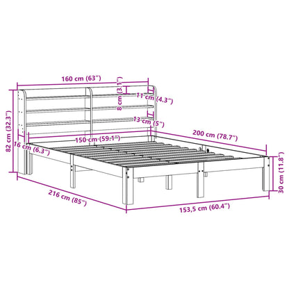 Bed Frame With Headboard Without Mattress 150X200 Cm King Size
