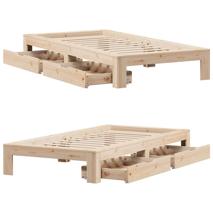 Bed Frame Without Mattress 90X190 Cm Single Solid Wood Pine