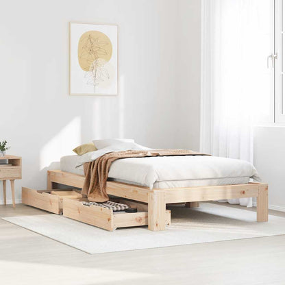 Bed Frame Without Mattress 90X190 Cm Single Solid Wood Pine