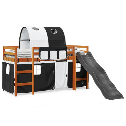 Kids' Loft Bed With Tunnel White&Black 90X200 Cm Solid Wood Pine