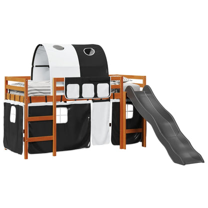 Kids' Loft Bed With Tunnel White&Black 90X200 Cm Solid Wood Pine