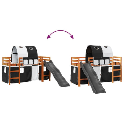 Kids' Loft Bed With Tunnel White&Black 90X200 Cm Solid Wood Pine