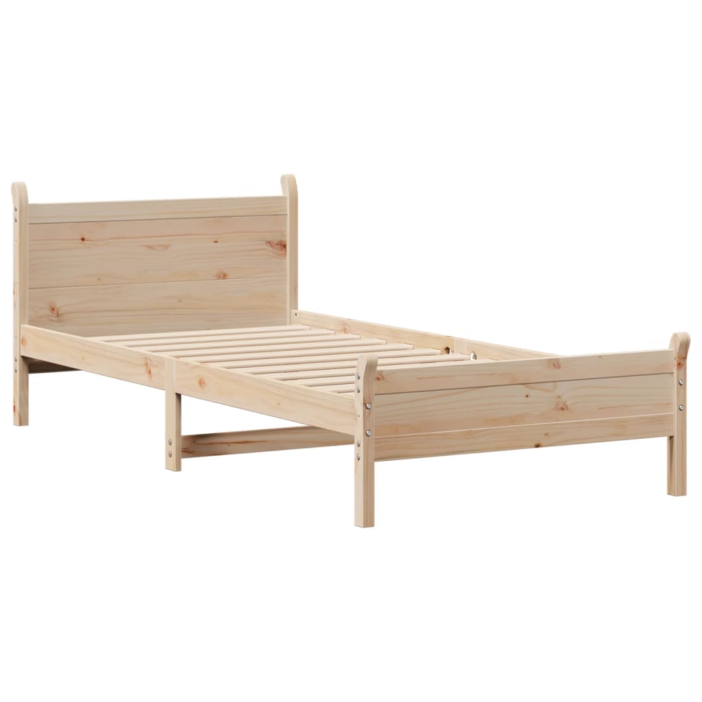 Bed Frame Without Mattress 90X190 Cm Single Solid Wood Pine