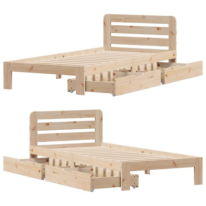 Bed Frame Without Mattress 90X190 Cm Single Solid Wood Pine