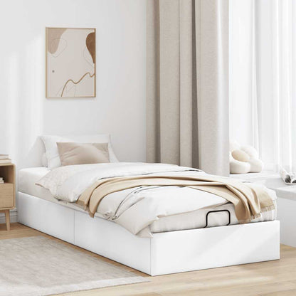 Ottoman Bed Frame Without Mattress White Single Faux Leather