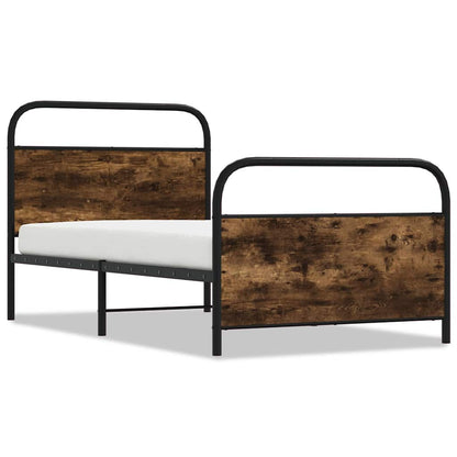 Bed Frame Without Mattress 90X190 Cm Single Smoked Oak Engineered Wood