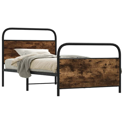 Bed Frame Without Mattress 90X190 Cm Single Smoked Oak Engineered Wood