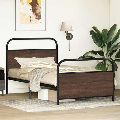 Bed Frame Without Mattress 90X190 Cm Single Brown Oak Engineered Wood