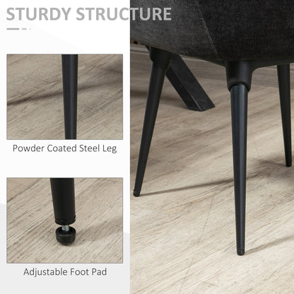 HOMCOM Accent Chairs for Living Room, Bedroom Arm Chair with Steel Legs, Dark Grey