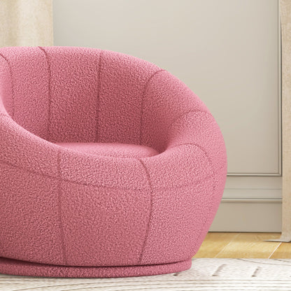 HOMCOM odern Accent Chair, Swivel Upholstered Armchair for Living Room, Bedroom, Home Office, Pink