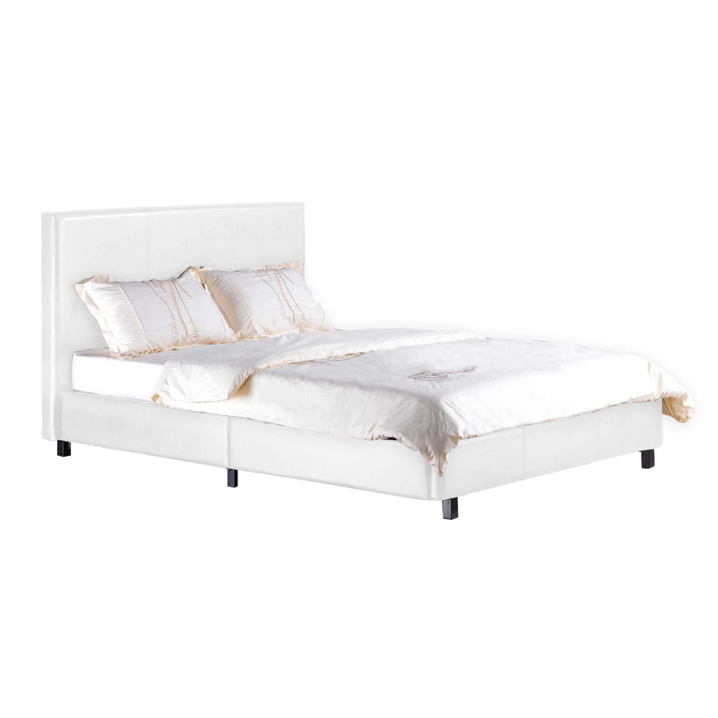 Opulent Kingsize White Faux Leather Bed with High Headboard - Modern Design by Home Done