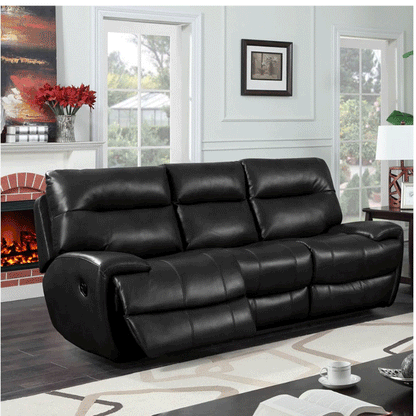 Luxury Black Leather Gel 3 Seater Recliner Sofa - Dorchester Collection by Home Done