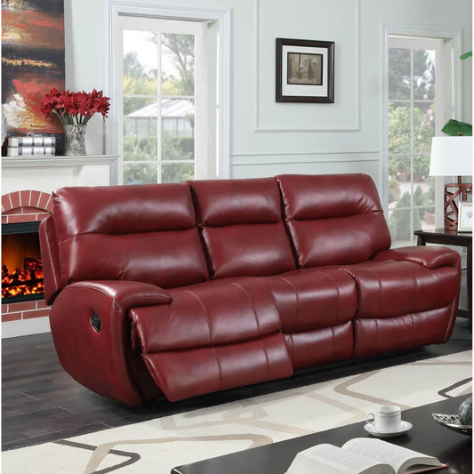 Luxurious Red Leather Gel 3 Seater Recliner Sofa - Dorchester by Home Done