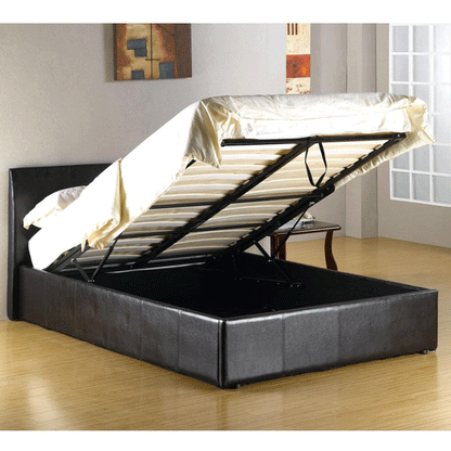 Luxury Redefined Purbeck Leather Effect High Headboard Ottoman Storage Bed Black - 3ft Single
