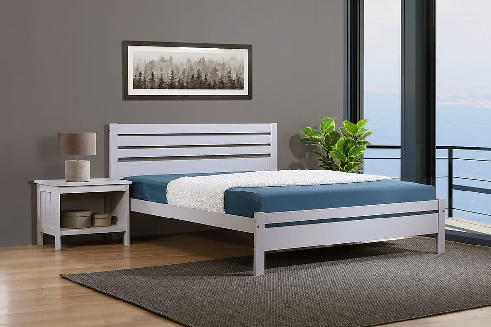 Elegant Grey Solid Hardwood Double Bed Frame - Classic Comfort Wisbech Design