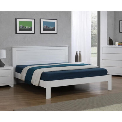 Gelligaer Kingsize Bed in White Solid Wood Frame - Timeless Elegance & Comfort