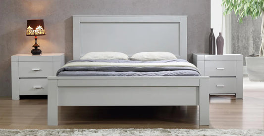 Elegant Grey Solid Wood King Size Bed from Dunstable Luxuries ��� Stylish & Durable Design