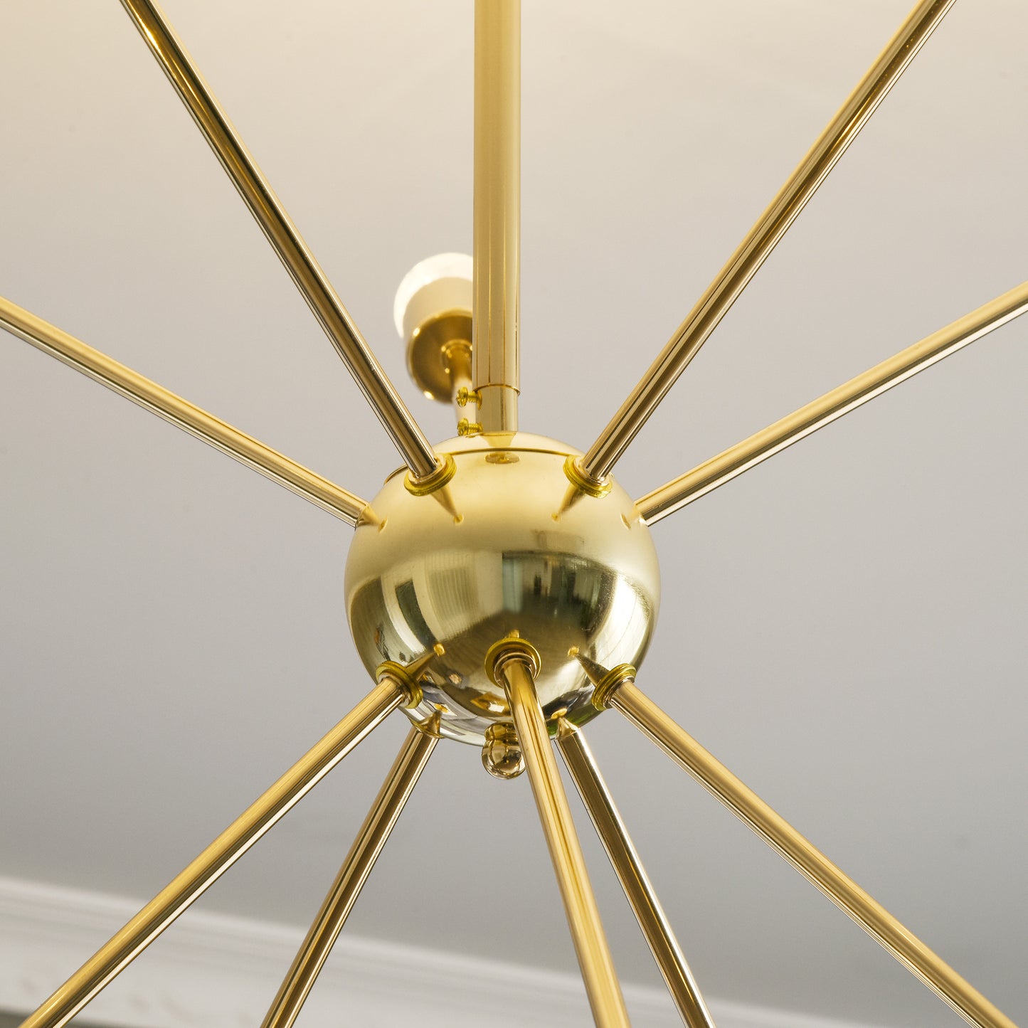 HOMCOM odern Sputnik Ceiling Lights, 10-Light Chandelier for Bedroom Living Room with E27 Base, Gold Tone