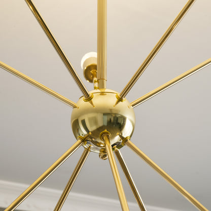 HOMCOM odern Sputnik Ceiling Lights, 10-Light Chandelier for Bedroom Living Room with E27 Base, Gold Tone