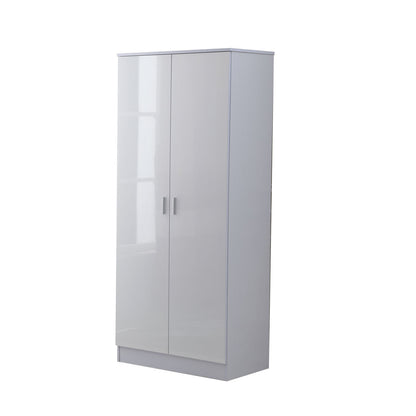 HOMCOM igh Gloss 3 Piece Trio Bedroom Furniture Set Wardrobe + Chest Of Drawer + Bedside White