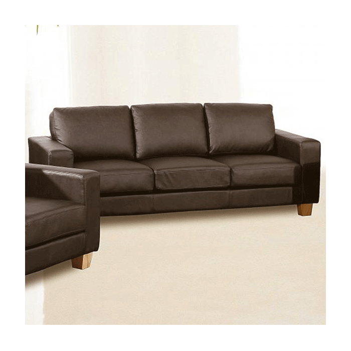Buxton Chesterfield 3 Seater Sofa in PU Leather - Brown - Nestium