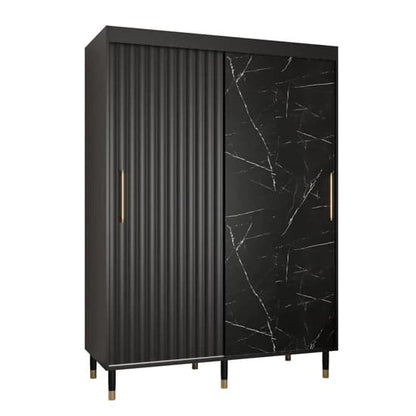 Adel Wooden Wardrobe | Sliding | Black | Shelves & Rails | 2 Doors | 150cm