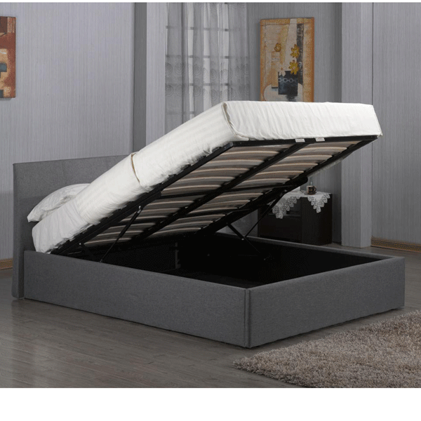 Purbeck Grey Fabric Storage Ottoman Bed with Gas Lift - Single