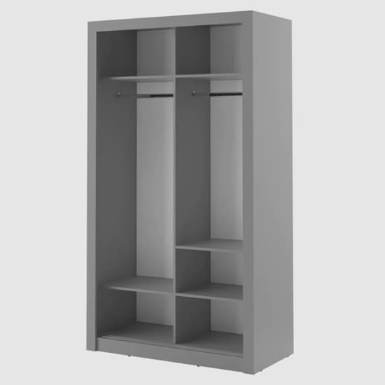 Contemporary Matt Grey Sliding Door Wardrobe with Ample Storage | Sliding | Matt Grey | LED Lighting, Shelves | 2 Doors | 120cm