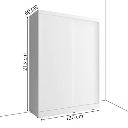 Contemporary Matt Grey Sliding Door Wardrobe with Ample Storage | Sliding | Matt Grey | LED Lighting, Shelves | 2 Doors | 120cm