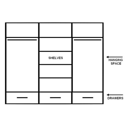 Matt Grey Sliding Door Wooden Wardrobe with Mirrors and Storage Drawers | Sliding | Matt Grey | Mirror, Drawers, Shelves | 3 Doors | 250cm
