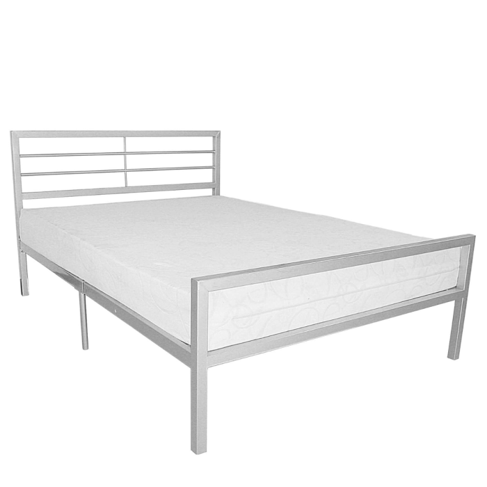 Atherton Silver Metal Bed - Durable 4ft6 Double Frame with Extra Support and Timeless Elegance