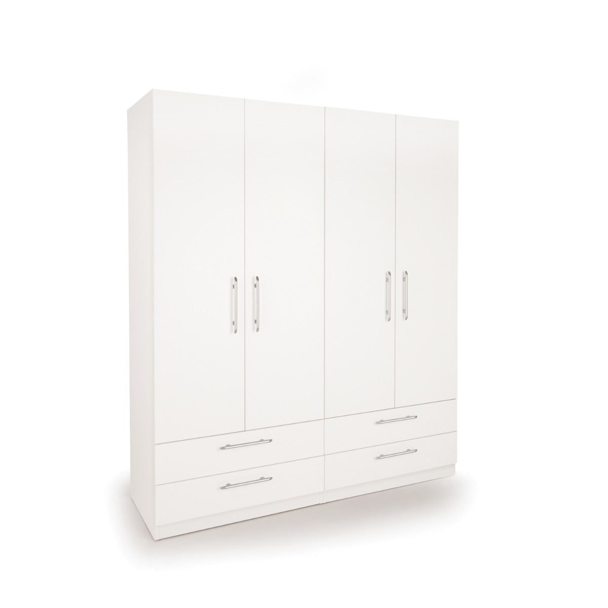 Contemporary White 4 Door Wardrobe with 4 Drawers - Ashburton Collection