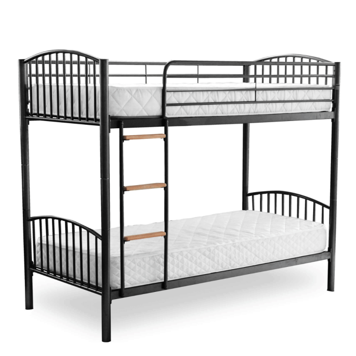 Burbank Black Metal Frame Bunk Bed - Space-Saving, Splittable Design for Modern Bedrooms