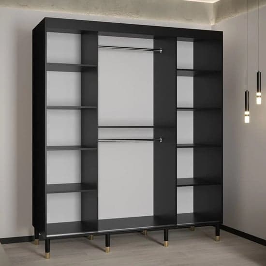 Barrie I Mirrored Sliding Wardrobe | Black | Mirror | 2 Doors | 180cm
