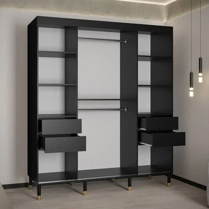 Barrie I Mirrored Sliding Wardrobe | Black | Mirror | 2 Doors | 180cm