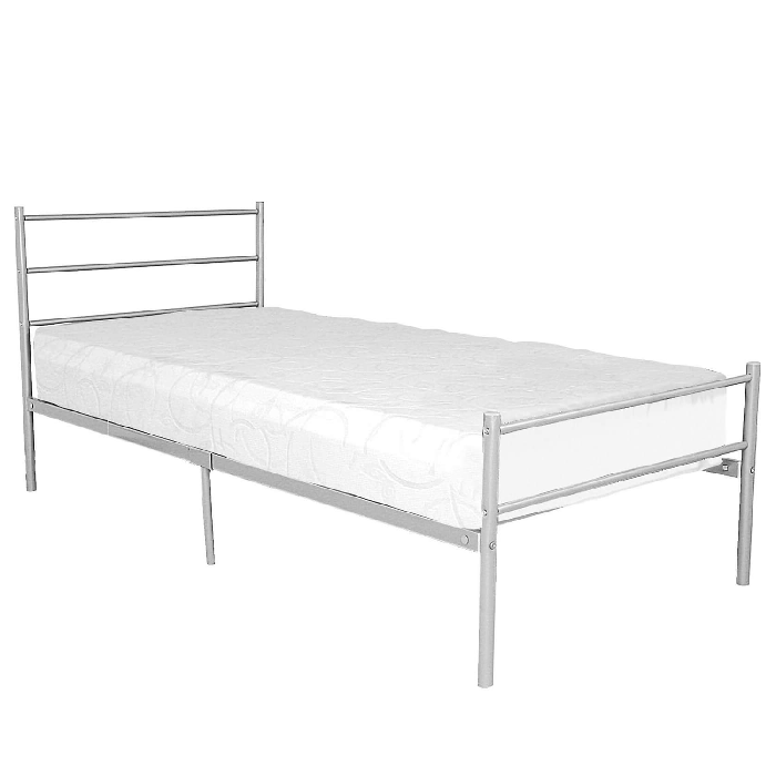 Hirwaun Double 4ft6 Metal Bed Frame with Central Legs Support in Silver - Nestium
