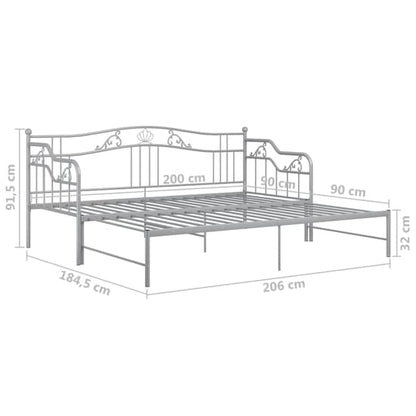 Grey Metal Frame Pull-Out Single Sofa Bed by FURCO - Space-Saving Design