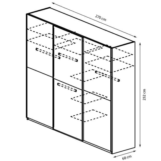 Sonoma Oak 3-Door Sliding Wooden Wardrobe | Oak | Shelves | 3 Doors | 270cm