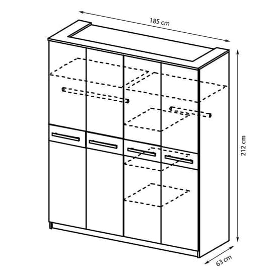 Canton 4-Door Wooden Wardrobe | Hinged | Sonoma Oak | Drawers | 4 Doors | 185cm