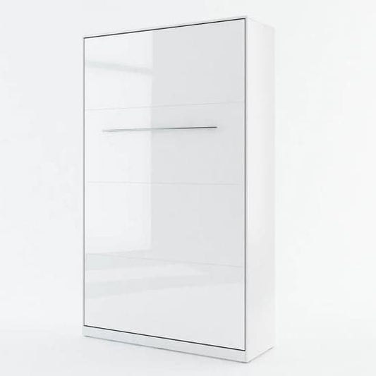 Cyan High Gloss Compact Wall-Mounted Double Bed in Matt White