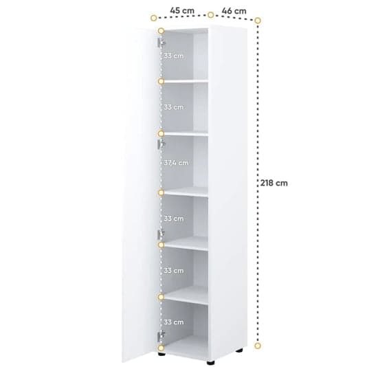 Crisp White High Gloss Wardrobe with Single Door and Ample Storage
